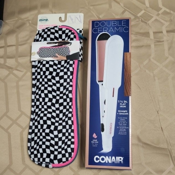 Other - Conair Double Ceramic Flat Iron with Black and White Checkered Case